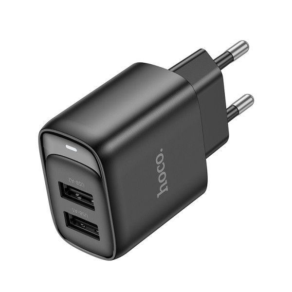 Сетевое зарядное устройство HOCO C141A Smart dual-port charger Black