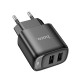Сетевое зарядное устройство HOCO C141A Smart dual-port charger Black