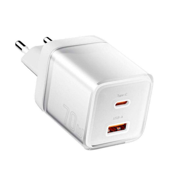 Мережевий зарядний пристрій ESSAGER EZCT70 Gan 1USB 1T-C 70W white