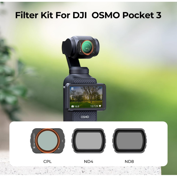 Комплект магнитных светофильтров K&F Concept для DJI Osmo Pocket 3 CPL + ND4 + ND8 Multi-Coated (SKU.2094)
