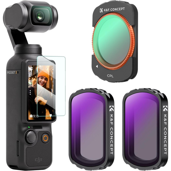 Комплект магнитных светофильтров K&F Concept для DJI Osmo Pocket 3 CPL + ND4 + ND8 Multi-Coated (SKU.2094)