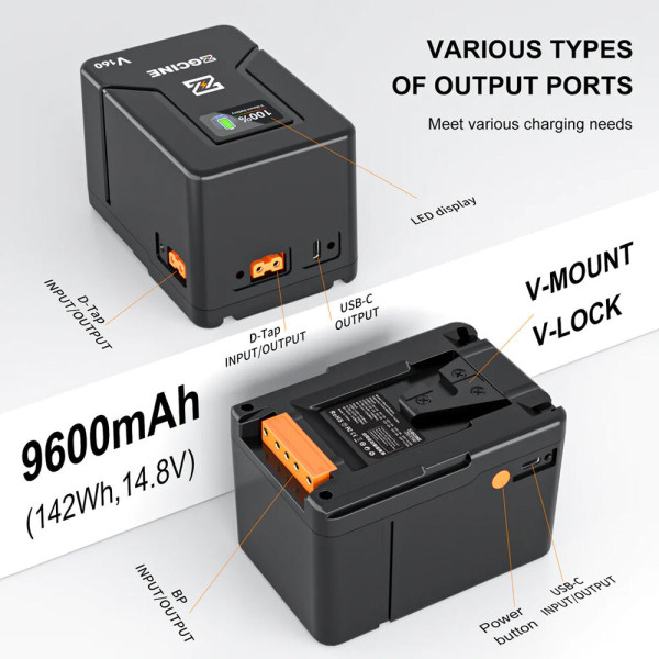 Акумулятор ZGCINE V160 (142Wh) V-Mount Battery USB-C PD in/out Fast Charging (ZG-V160)
