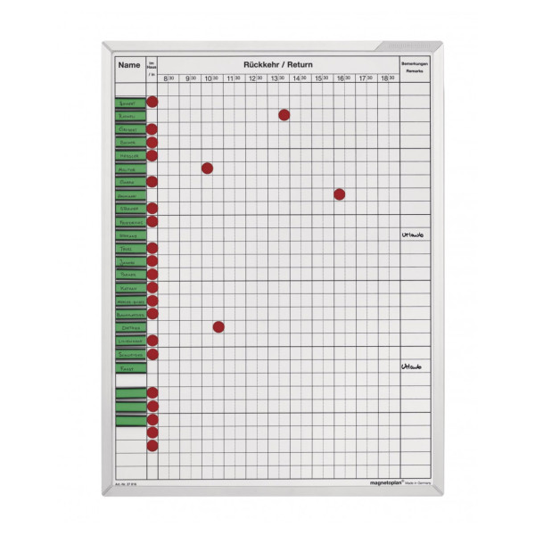 Щоденний табель 11 годин/30 осіб 450x600 Magnetoplan Staff In/Out Planner (37016)