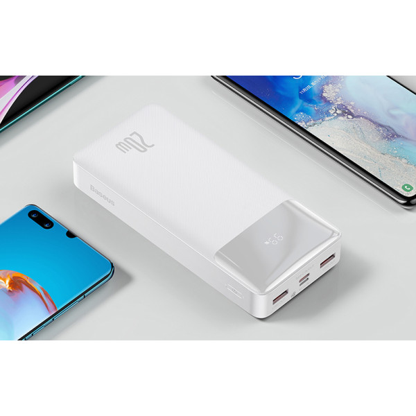 Универсальная мобильная батарея Baseus Bipow 30000mAh, PD 15W, USB-C, 2xUSB QC 3.0 (white)