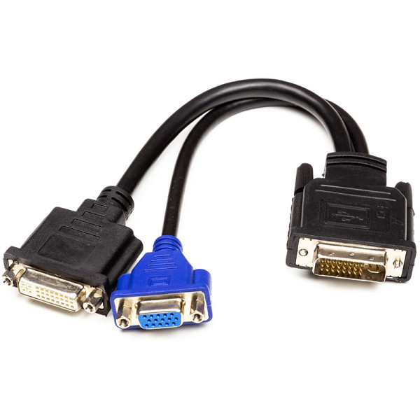Переходник PowerPlant DVI-I (M) - DVI-D (F) + VGA (F), 0.3 м