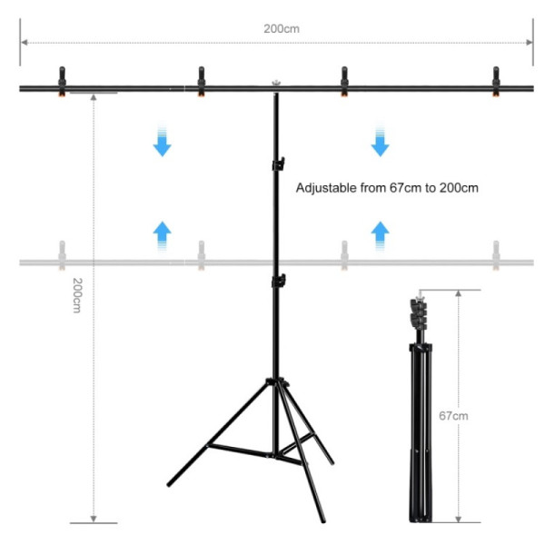 Фон зі стійкою Puluz PU5205G Chroma key зелений (200x200см)