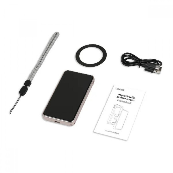 Селфи дисплей для телефона беспроводной магнитный MagSafe розовый Telesin P5-RMT-07