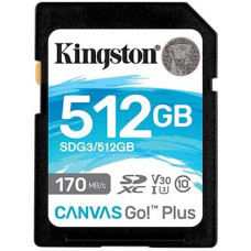 Карта памяти SDXC (UHS-1 U3) Kingston Canvas Go Plus 512Gb class 10 V30 (R170MB/s, W90MB/s)