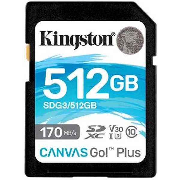 Карта пам'яті SDXC (UHS-1 U3) Kingston Canvas Go Plus 512Gb class 10 V30 (R170MB/s, W90MB/s)