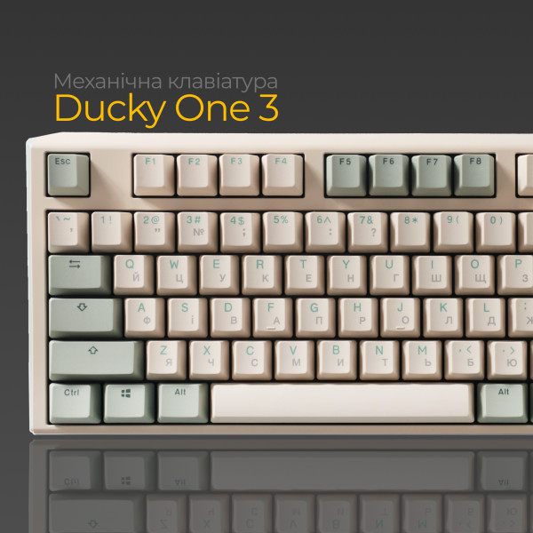 Механічна клавіатура Ducky One 3 TKL Cherry MX Silent red Matcha Cream UA