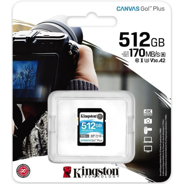 Карта пам'яті SDXC (UHS-1 U3) Kingston Canvas Go Plus 512Gb class 10 V30 (R170MB/s, W90MB/s)