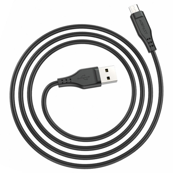 Кабель ACEFAST C3-09 USB до Micro 2,4 А, 1,2 м, TPE, TPE-конектори, Чорний