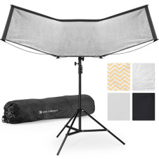 Изогнутый рефлектор K&F Concept U-Shape 120×65 см (4-в-1: Black/Gold/White/Silver) с стойкой 1.5 м и сумкой для хранения (KF18.0017)