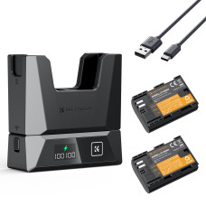 Набор K&F Concept LP-E6NH (2 аккумулятора 2600mAh + зарядное устройство 18W) — совместимо с Canon EOS R7, R5, R6, R, 5D Mark II–IV, 6D/6D Mark II, 7D/7D Mark II, 60D–90D (KF28.0088)