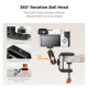 Настільний кронштейн K&F Concept із струбциною і подвійною кульовою головкою 360° для камери, монітора, LED-світла та мікрофона (KF31.225)