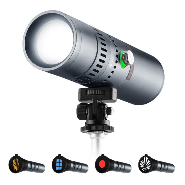 Проєкційний GOBO-ліхтар K&F Concept SP25C 25W RGB — з 20 гобо, зумом, 4 кольоровими фільтрами та акумулятором 9000mAh (KF34.063V1)