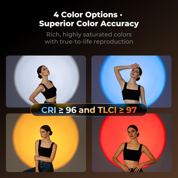 Проєкційний GOBO-ліхтар K&F Concept SP25C 25W RGB — з 20 гобо, зумом, 4 кольоровими фільтрами та акумулятором 9000mAh (KF34.063V1)