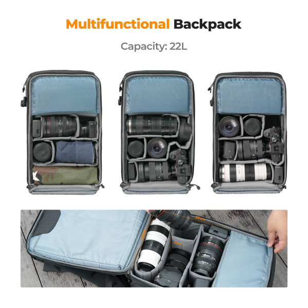 Рюкзак K&F Concept 22L  з відділенням для ноутбука 15.6 Nature Wander 11 Чорний (KF13.104V2)
