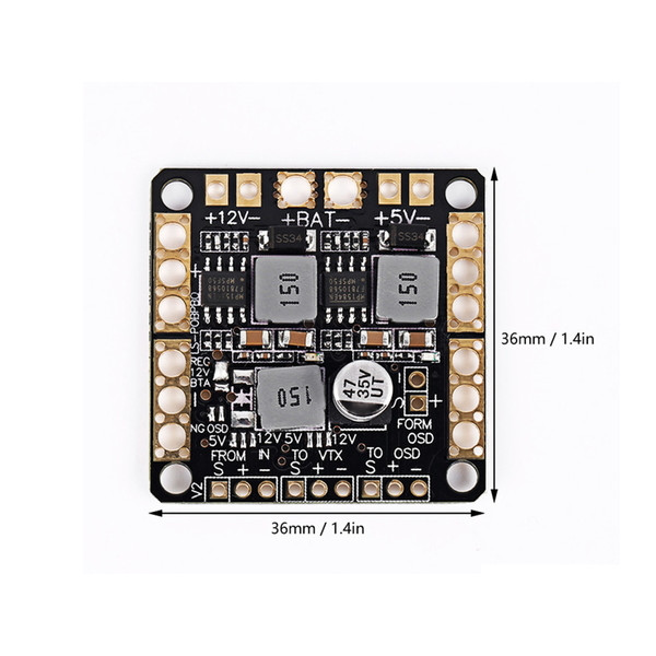 Плата розподілу живлення з BEC 5V, 12V та LC‑фільтром