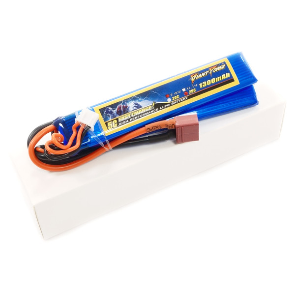 Аккумулятор для страйкбола Giant Power (Dinogy) Li-Pol 1300 мАч 7.4 В 103x20x7,5 мм T-Plug 25C
