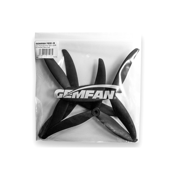 Пропеллеры нейлон GemFan 7037-3 армированные карбоном 2CW+2CCW (черный)