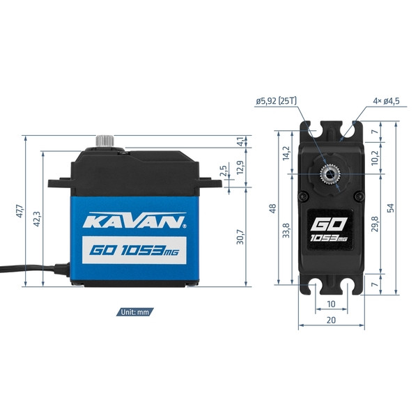 Сервопривод Kavan GO-1053MG 20кг/0.17с/8.4В