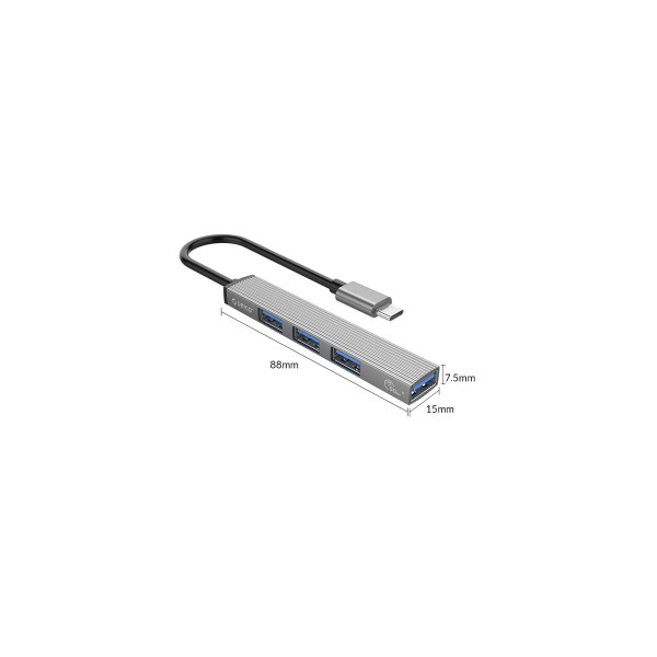 Хаб Orico Type-C до USB 3.0, 3× USB 2.0 (AH-13-GY-BP) (CA913534)