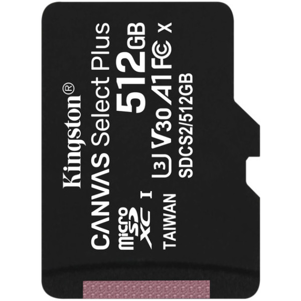Карта пам'яті microSDXC (UHS-1) Kingston Canvas Select Plus 512Gb class 10 А1 (R-100MB/s)