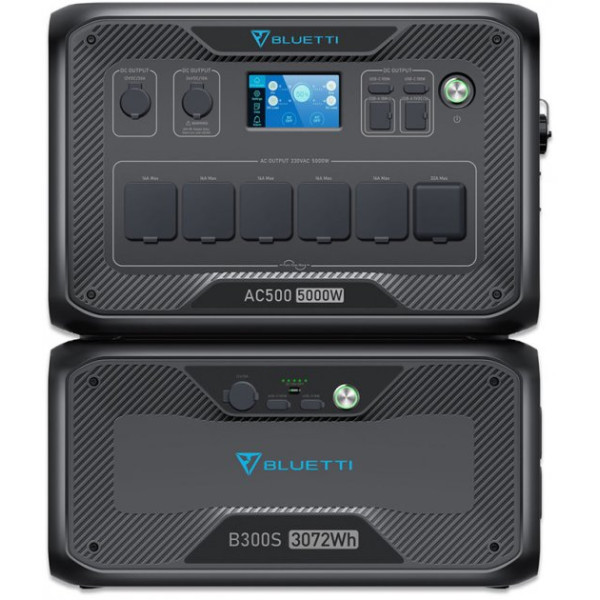 Зарядная станция Bluetti AC500 5000W + аккумуляторный модуль B300S 3072 Wh, 853333 mAh (PB931026)