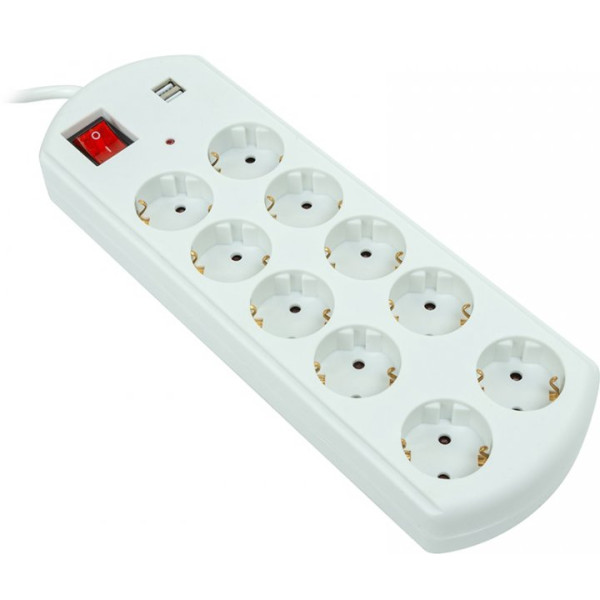 Мережевий фільтр живлення PowerPlant 10 м, 10 розеток, USB, євроштекер, 100% мідь (YS-N6065/10) (EX610563)