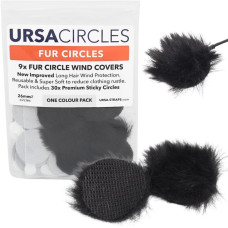 Меховые кружки URSA Straps Fur Circles 9 шт. + 30 липких полосок, черные (U-FC-9-BLK)