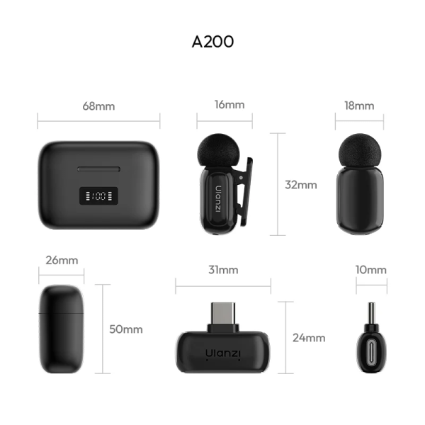 Бездротова мікрофонна система Ulanzi A200 Mini Mic, dual-mic, (Type-C) Black