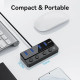 USB-хаб Vention USB 3.0 to USB 3.0 x4+USB C Hub With Individual Power Switches 1M Black (CHWBF)