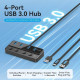 USB-хаб Vention USB 3.0 to USB 3.0 x4+USB C Hub With Individual Power Switches 1M Black (CHWBF)