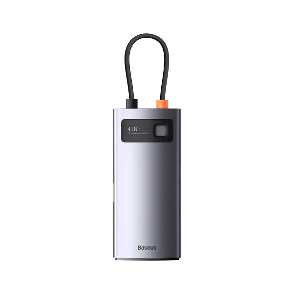 USB-хаб Baseus Metal Gleam Series 4-в-1 багатофункціональний USB-C хаб станція док-станції сірого кольору （USB-C до USB 3.0*3+RJ45*1）