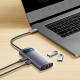 USB-хаб Baseus Metal Gleam Series 4-в-1 багатофункціональний USB-C хаб станція док-станції сірого кольору （USB-C до USB 3.0*3+RJ45*1）