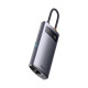 USB-хаб Baseus Metal Gleam Series 4-в-1 багатофункціональний USB-C хаб станція док-станції сірого кольору （USB-C до USB 3.0*3+RJ45*1）
