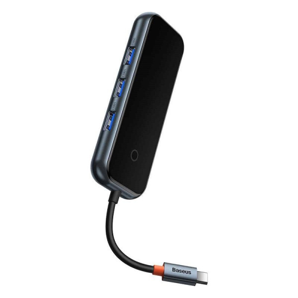 USB-хаб Baseus AcmeJoy 4-портовий Type-C HUB адаптер（Type-C до USB3.0*3+Type-C PD та дані *1）темно-сірий