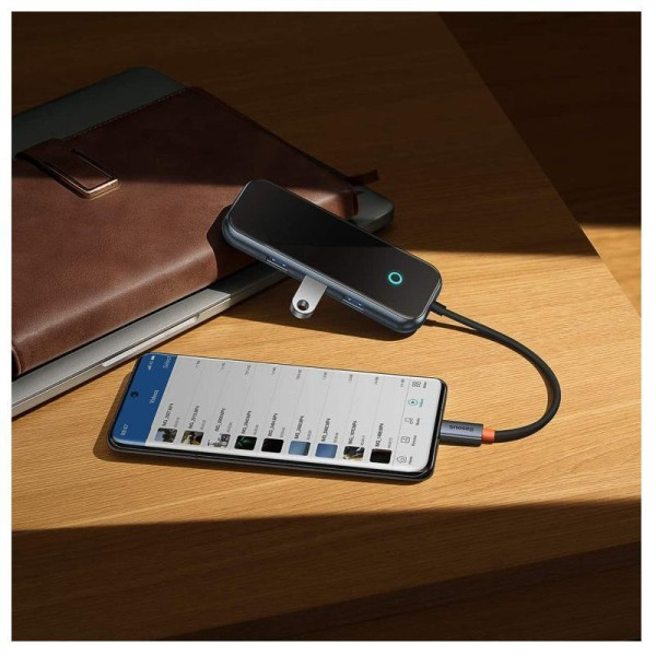 USB-хаб Baseus AcmeJoy 4-портовий Type-C HUB адаптер（Type-C до USB3.0*3+Type-C PD та дані *1）темно-сірий