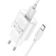 Сетевое зарядное устройство с кабелем HOCO C109A Fighter single port QC3.0 charger set(Type-C) White