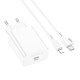 Сетевое зарядное устройство с кабелем BOROFONE BA21A Pro Long journey single port PD20W charger set (C to iP) White