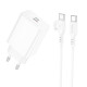 Сетевое зарядное устройство с кабелем BOROFONE BA21A Pro Long journey single port PD20W charger set (C to C) White