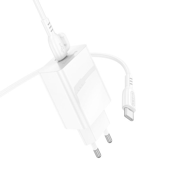 Сетевое зарядное устройство с кабелем BOROFONE BA21A Pro Long journey single port PD20W charger set (C to C) White