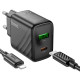 Сетевое зарядное устройство с кабелем HOCO CS23A Sunlight dual-port PD30W+QC3.0 charger set (C to iP)(EU) Black