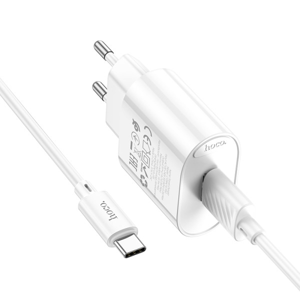 Сетевое зарядное устройство с кабелем HOCO C109A(10.5W) Fighter single port charger set(Type-C) White