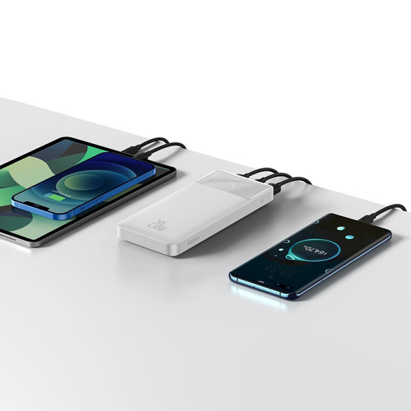 Универсальная мобильная батарея Baseus Bipow 10000mAh, PD 20W, USB-C, 2xUSB QC 3.0 (white)