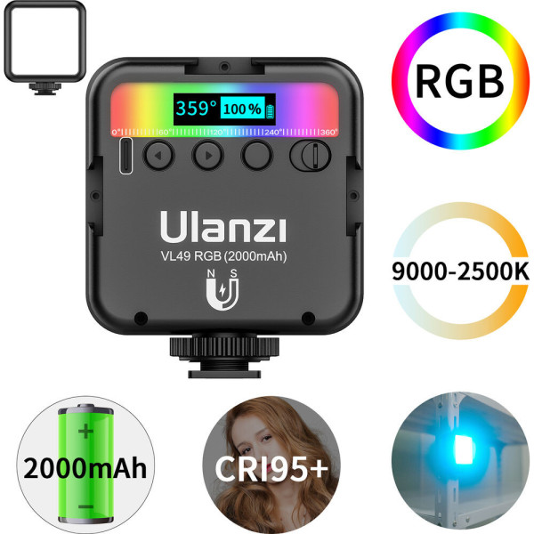 Міні LED світло Ulanzi VL49 RGB із вбудованим акумулятором, 2700K-9000K (VL49 RGB)
