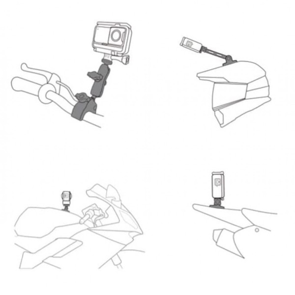Крепление на мотошлем и на руль для Insta360 GoPro AC Prof BUNDLE-428C-2
