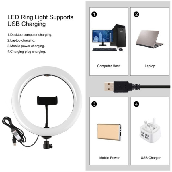Кільцеве світло зі стійкою Puluz PKT3055B RGBW 26см (20W)
