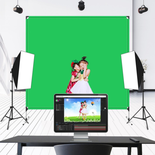 Фон у рамці з ніжками Puluz PU5203G Chroma Key зелений (200x200см)